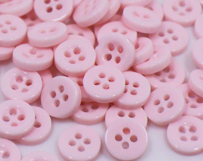 Pink Model Button 50 Pale Pink Buttons, Made of Resin, Four Holes, Raised Edge, Round ...