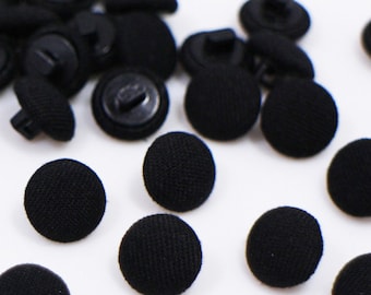 Boutons à tige en tissu noir, trou arrière à tige en plastique, pour coudre un pull d'hiver, en forme de champignon, 10 mm, 12 mm, 15 mm, 20 mm, 25 mm, 1 pouce