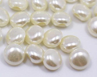 Pearl White Shank Buttons, Tunnel Shank, Back Hole, Ivory Cream White Color, Round-shape, For Sewing Wedding Dress Cardigan Blouse, 10mm