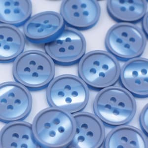 ライトブルーボタン、4穴、薄い盛り上がったエッジ、スーツシャツブラウスの縫製用、オンブルカラー、スタイリッシュでクールなスペシャル、11 mm、0.43インチ