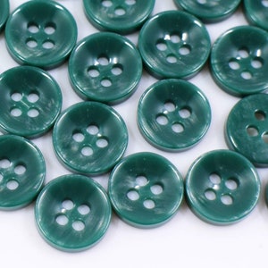 Dark Green Buttons, Shell Looking Button, Small Four Holes Resin ...