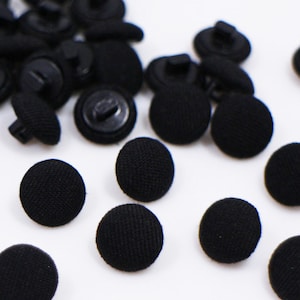 黒のファブリックシャンクボタン、プラスチックシャンクバックホール、冬用セーターカーディガンの縫製用、キノコ型、10 mm、12 mm、15 mm、20 mm、25 mm、1インチ