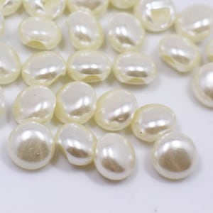 Pearl White Shank Buttons, Tunnel Shank, Back Hole, Ivory Cream White Color, Round-shape, For Sewing Wedding Dress Cardigan Blouse, 10mm