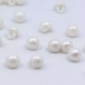 Pearl White Shank Buttons, TFor Sewing Wedding Dress Cardigan Blouse, Extra Small Mini Size, Back Hole, Mushroom Shape, Elegant, 7.5mm, 10mm