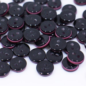 Black and Red Edge Button, Glossy Finish, Two Holes, Stylish Professional Design, Made of Resin, 9mm, Extra Small Size, Two Colors,Flat Top