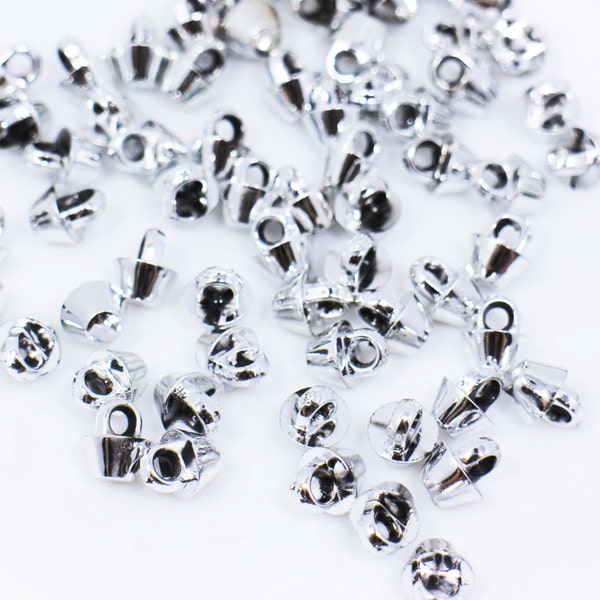 Mini Silver Rivet Shaped Shank Button, Made of ABS Plastic, Tiny Extra Small Size, For Sewing Blouse Shirt, Flat Top, 7mm, 0.27inch, Round