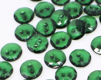 Boutons en acrylique vert, clair transparent, deux trous, pour coudre une chemise de chemisier cardigan, brillant élégant, 12 mm, couleur vert foncé, élégant chic