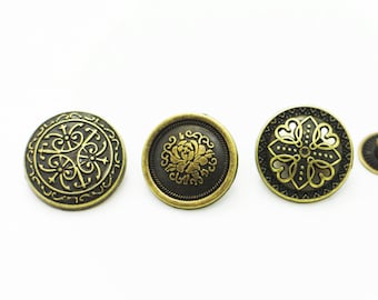 Royal Pattern Snap Buttons, Boho Snap Fastener, Antique Bronze Press Stud, Boutons de rembourrage, Snaps Popper, Special Shape Snaps, 16mm