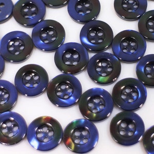 Dark Blue Buttons, Small Blue Buttons, Four Holes Buttons, Raised Edge Buttons, Blouse Shirt Buttons, Wide Edge Buttons, 10mm, 11.5mm