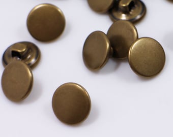 Boutons à tige en métal couleur bronze, couleur bronze antique, dessus plat, pour coudre veste manteau costume blazer, 10mm, 11mm, 12mm, style rétro, rond