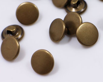 Bronze Color Metal Shank Buttons, Antique Bronze Color, Flat Top