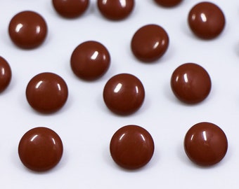 Brown Shank Button, Glossy Finish, Small Size, Round Mushroom Shaped, For Dress Blouse Shirt, 9mm,11.5mm, Back Hole, Doll Cloth DIY