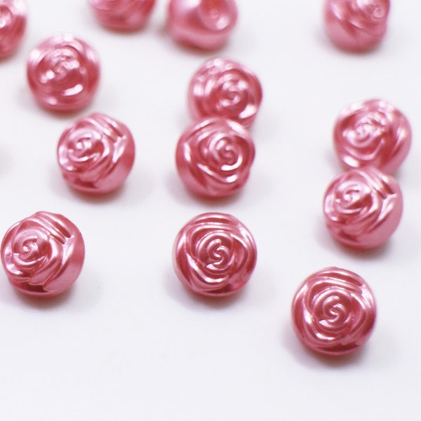 Pink Rose Shank Buttons, Roses Shanks, Flower-shape Button, Small Floral Shanks Button, Blouse Shirt Button, Decorative, 10mm