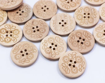 Sadingo Lot de 10 Grands Boutons en Bois /à Coudre 5 cm 4 Trous Marron Clair