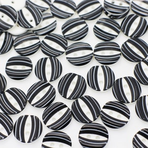 Black And White Button, Cat Eye Design, Two Holes, 13mm, Made of Resin, Round Shape, Stylish Cool Design, For Shirts Blouse, Striped Pattern