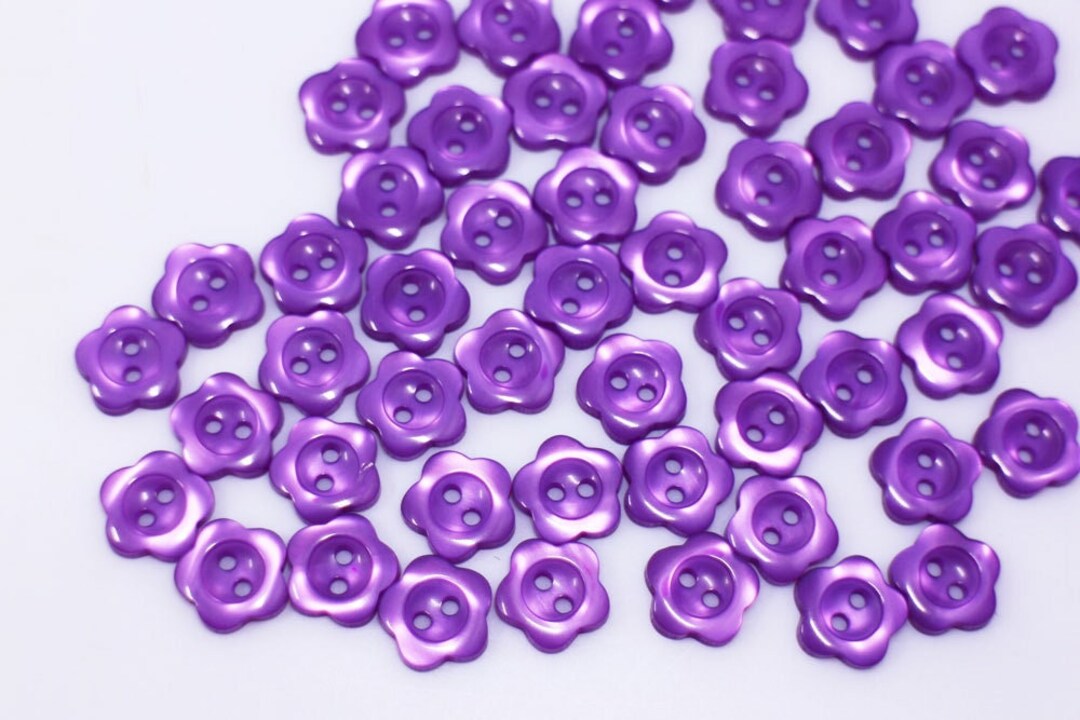 Purple Flower Button, Dark Purple Color, Floral Shaped, Two Hole, for ...