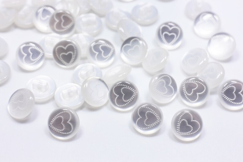 12mm Shirt Button Mushroom Shape Button Resin Buttons Children Baby Small Shanks Button Blouse Button Shiny White Heart Shank Button