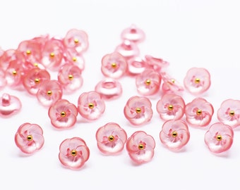 Pink Flower Shank Buttons, Plum Flower-shape, Japanese Sakura, Floral Shape, For Sewing Cardigan Dress Blouse, Semi-transparent, 11.5mm