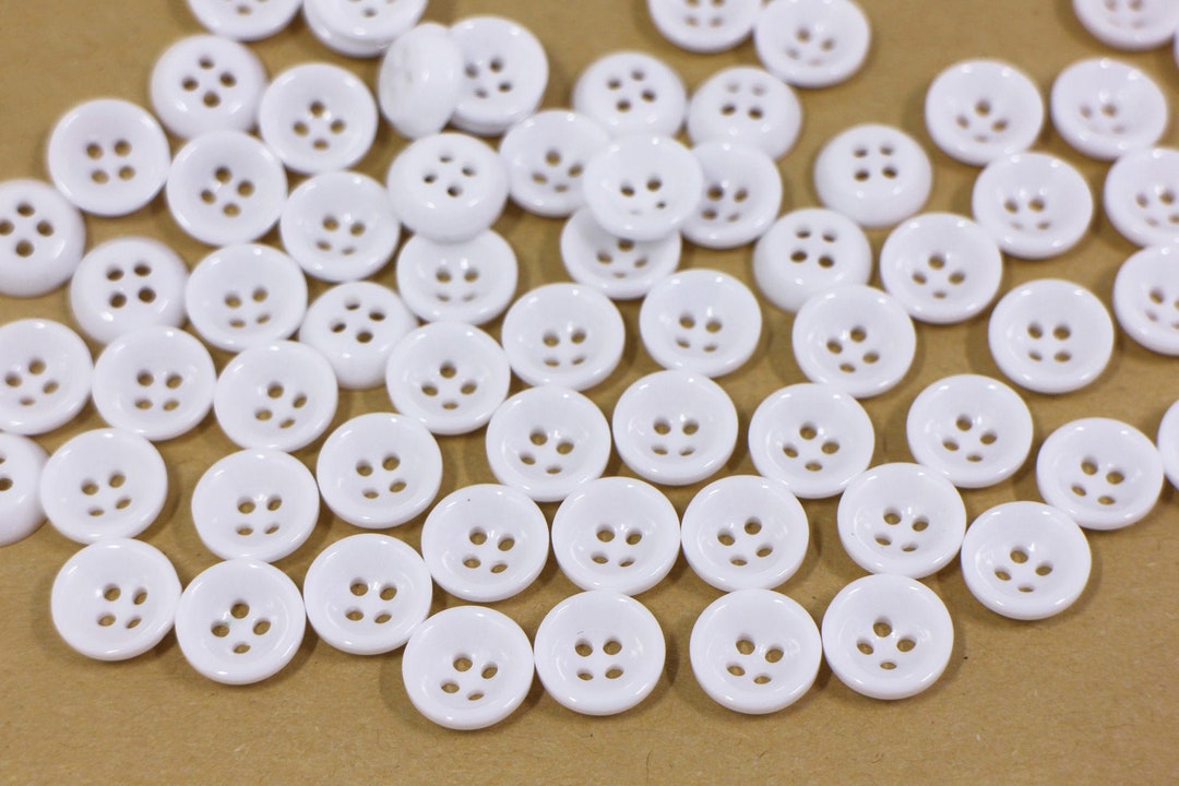 White Bowl Shaped Button, Small Raised Edge Button, Four Holes Resin ...