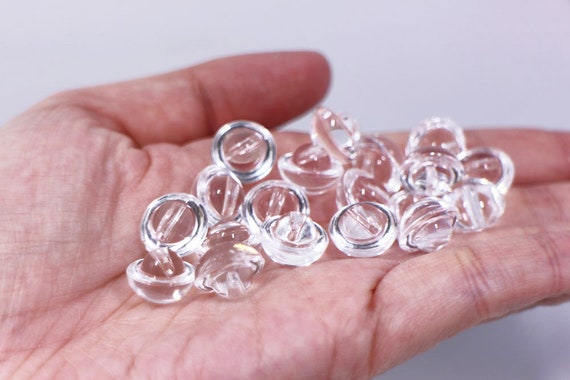 60pcs 20mm Clear Transparent Acrylic Buttons Round Sewing Shirt Crystal Button Embellishments-in