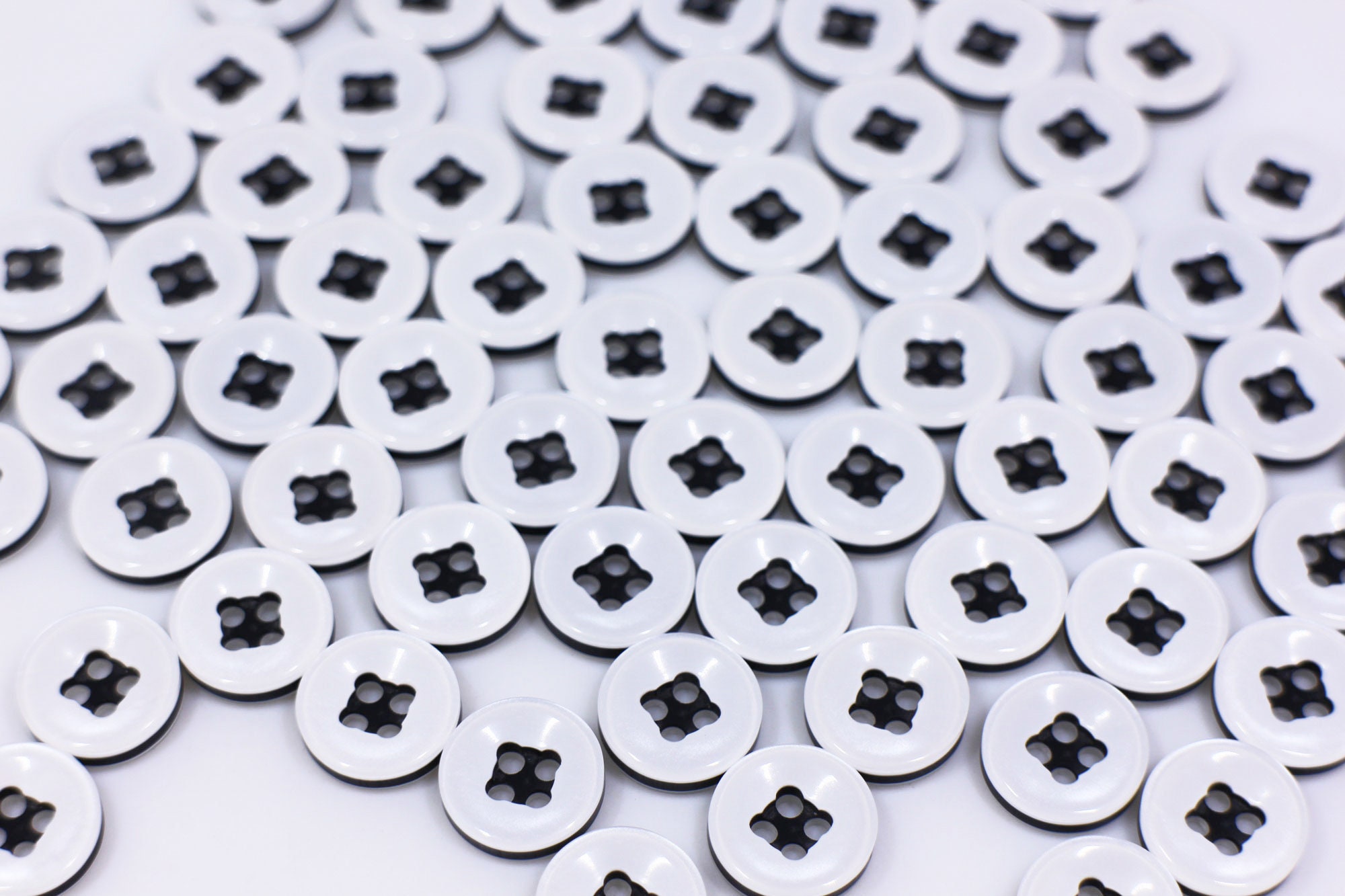 White Black Button White Button With Black Square Small Four Etsy UK