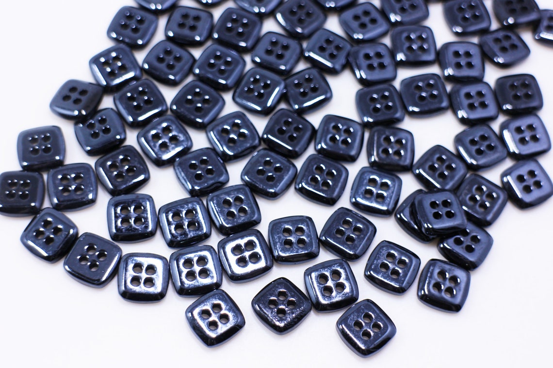 Metallic Dark Blue Square Button, Rectangular Shaped, Four Holes, for ...