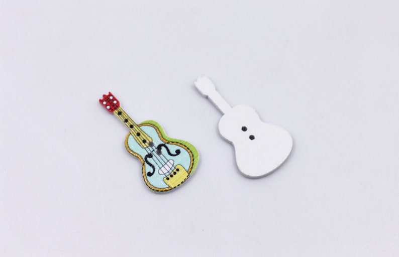 Guitar Wooden Buttons Musical Instrument Buttons Mixed Etsy