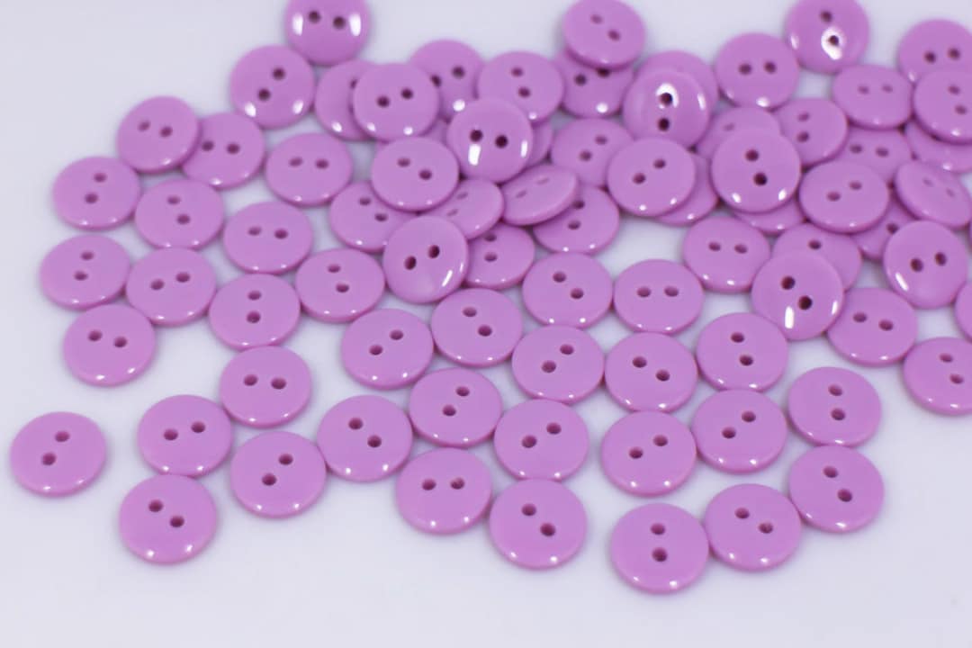Light Purple Button, Glossy Finish, Two Holes, Smooth Edge, Round ...