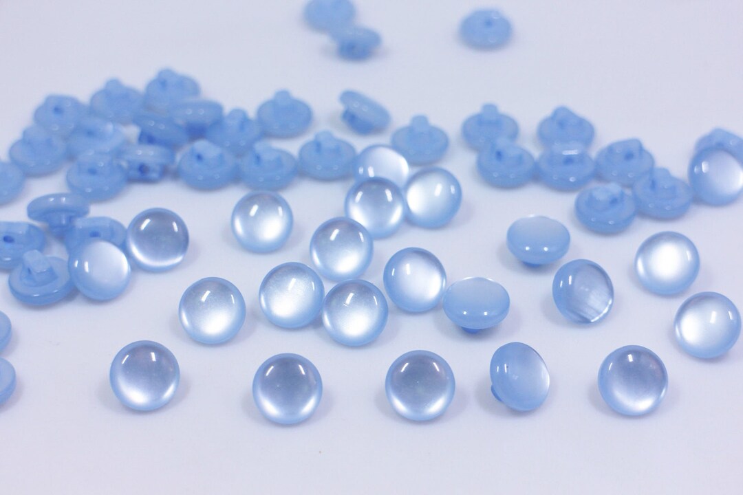 Light Blue Shank Button, Extra Small Size, Shiny Finish, Round Mushroom ...