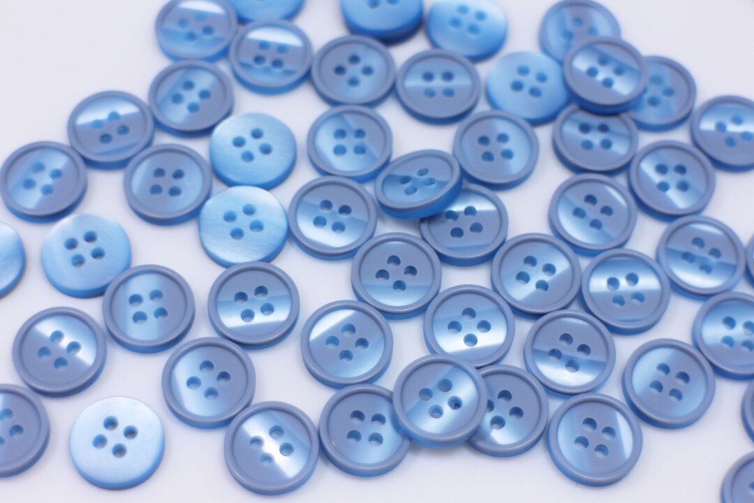 Light Blue Buttons, Four Holes, Thin Raised Edge, for Sewing Suit Shirt ...