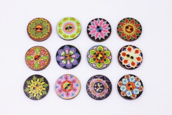 20mm Button - 2 Hole Flower - Blue 20mm Button - 2 Hole Flower - Blue
