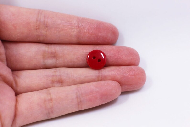 May include: A red plastic button with two holes.