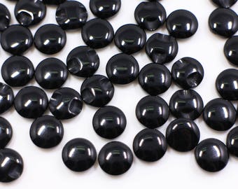 Black Shank Buttons, Tunnel Shank, Solid Color, Glossy Finish, Animal Eyes Doll Eye, For Blouse Shirt DIY, 9mm, 11mm, 15mm, 20mm,25mm,1 Inch