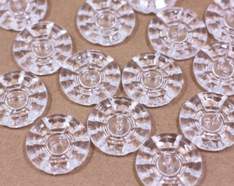 Lot De 6 Boutons Vintage Vert Transparent - 2,3 Cm Avec Trous - Occasion