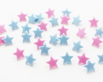 Star Shape Snap Fastener, Pastel Pink, Pastel Blue, Snap Button, Press Stud, Upholstery Buttons, Baby Children Snaps Popper, 12mm