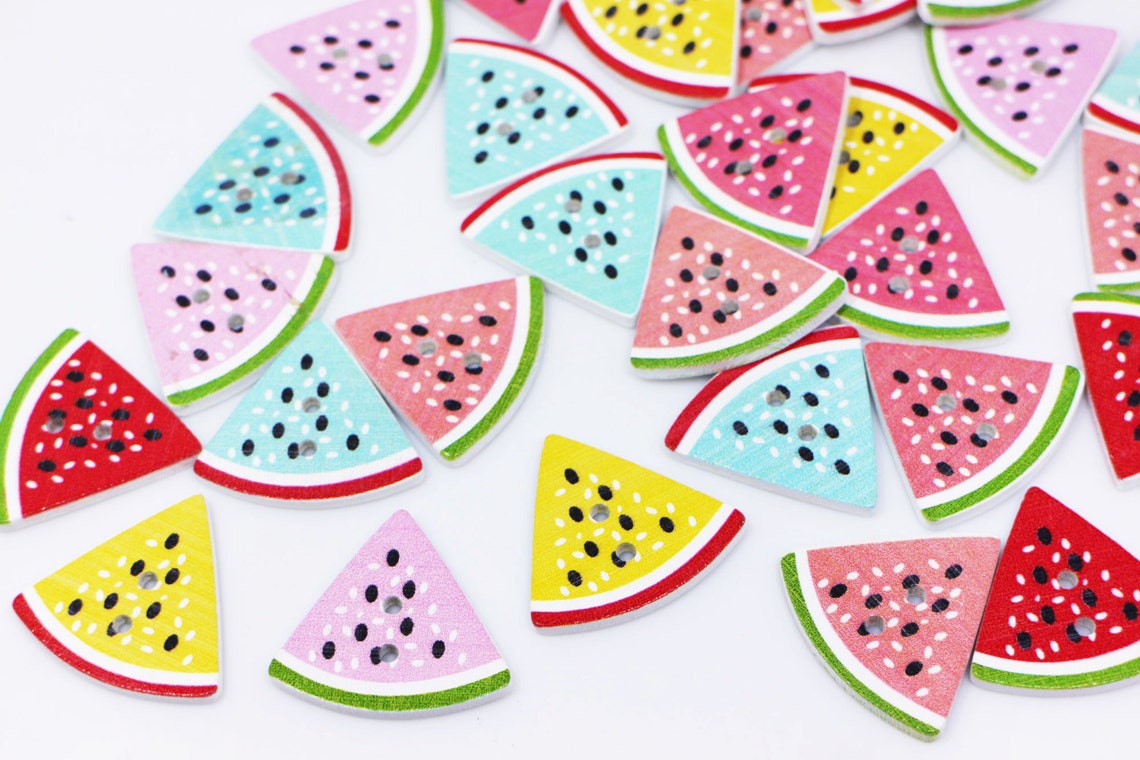 Watermelon Buttons Watermelon Wooden Button, Fruit Wood Buttons, Two Holes Sewing Button ...