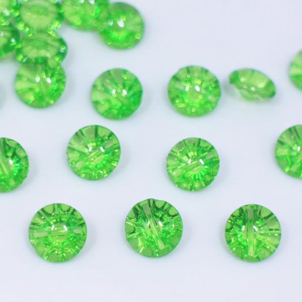 Neon Green Acrylic Shank Buttons, Bright Green Color, Clear Transparent, Mushroom Shaped, For Sewing Cardigan Blouse Dress, 13mm, Half Inch