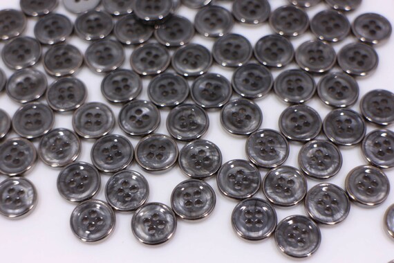 Grey Button Dark Silver Edge Dark Gray Color Shell Looking for