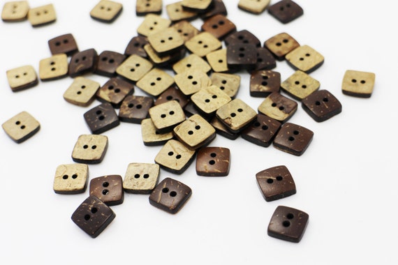 Square Coconut Button, Blouse Button, Natural Coconut Buttons, Decorative Button, Two Holes Button, Children Button,10mm,Small Button