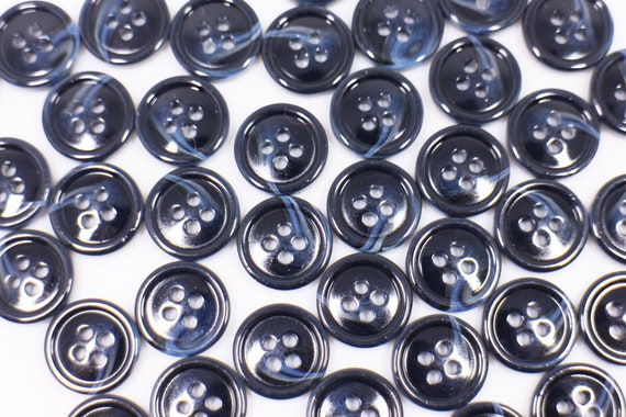 Lot De 7 Gros Boutons Vintage Résine Noir Bleu Nuit - 36,5 Mm | Décoration, Couture, Artisanat