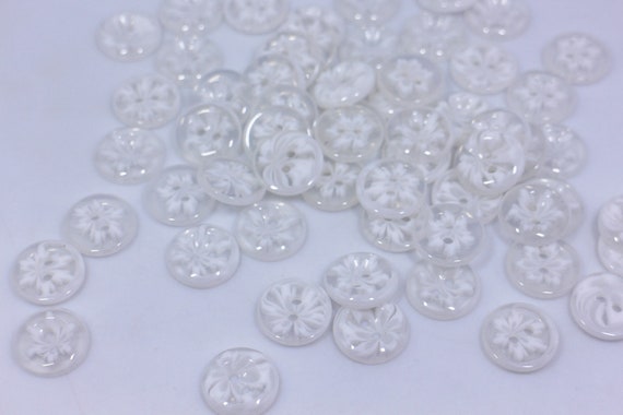 Lot De 6 Boutons Transparents Motif Fleurs - Pour Couture Et Loisirs Créatifs, Neuf