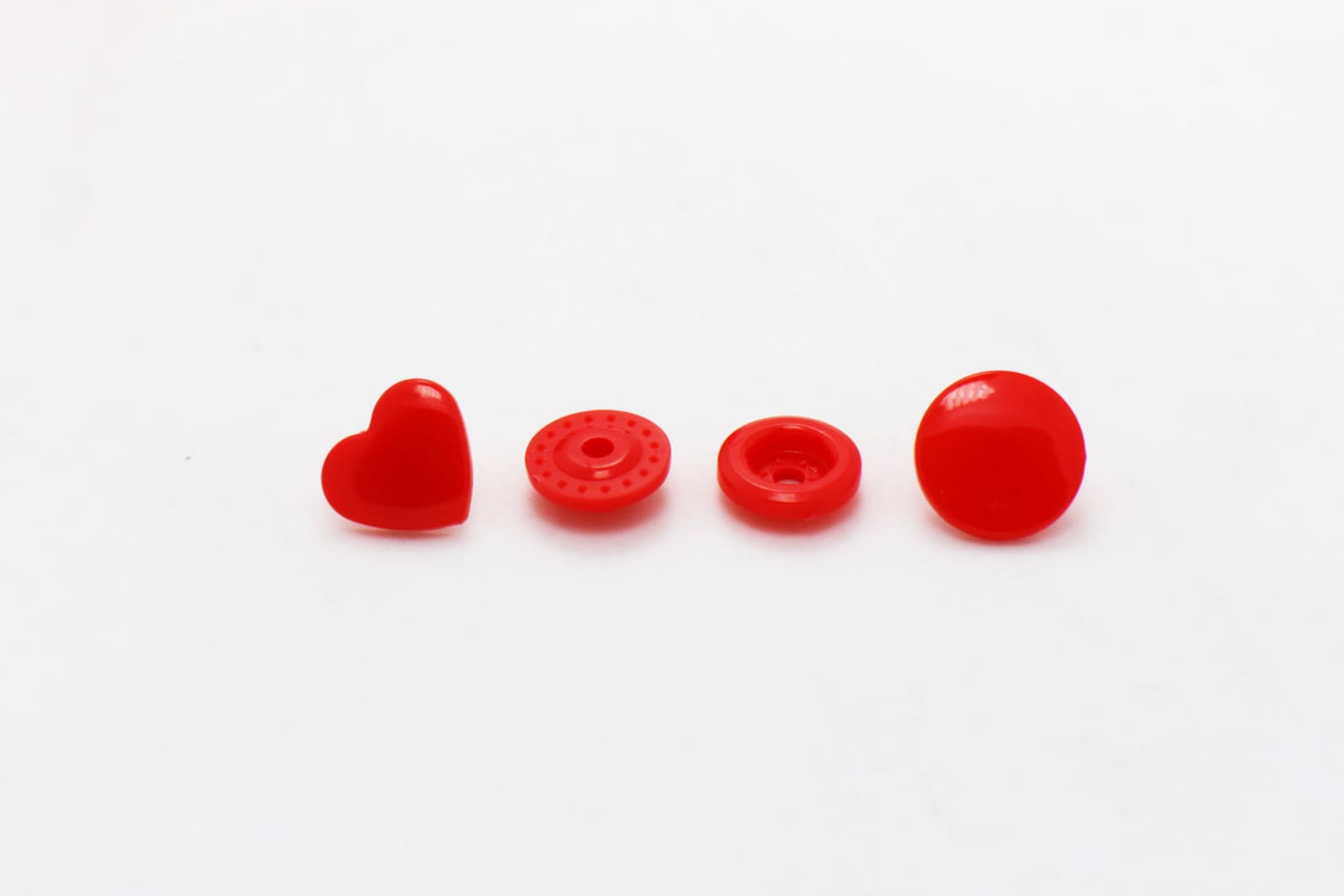 Attache Snap en forme de cœur, rouge vif, bouton Snap, bouton de