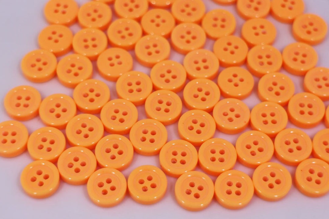 Neon Orange Buttons, Bright Orange Color, Round Thick Shape, Made of ...