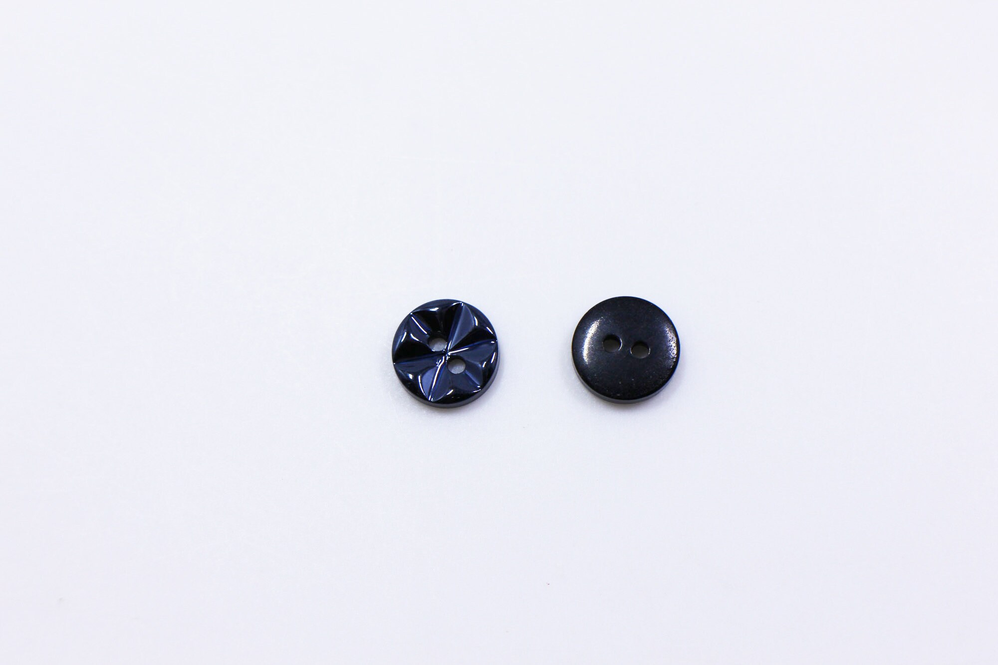 Metallic Dark Blue Flower Button, Two Holes, Floral Shape Cut Out ...