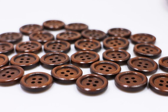Dark Brown Natural Wood Buttons 20mm 0.78inch Large Size 