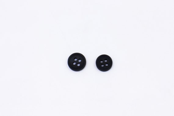 Botones negros mate, en forma de cuenco, sin brillo, cuatro