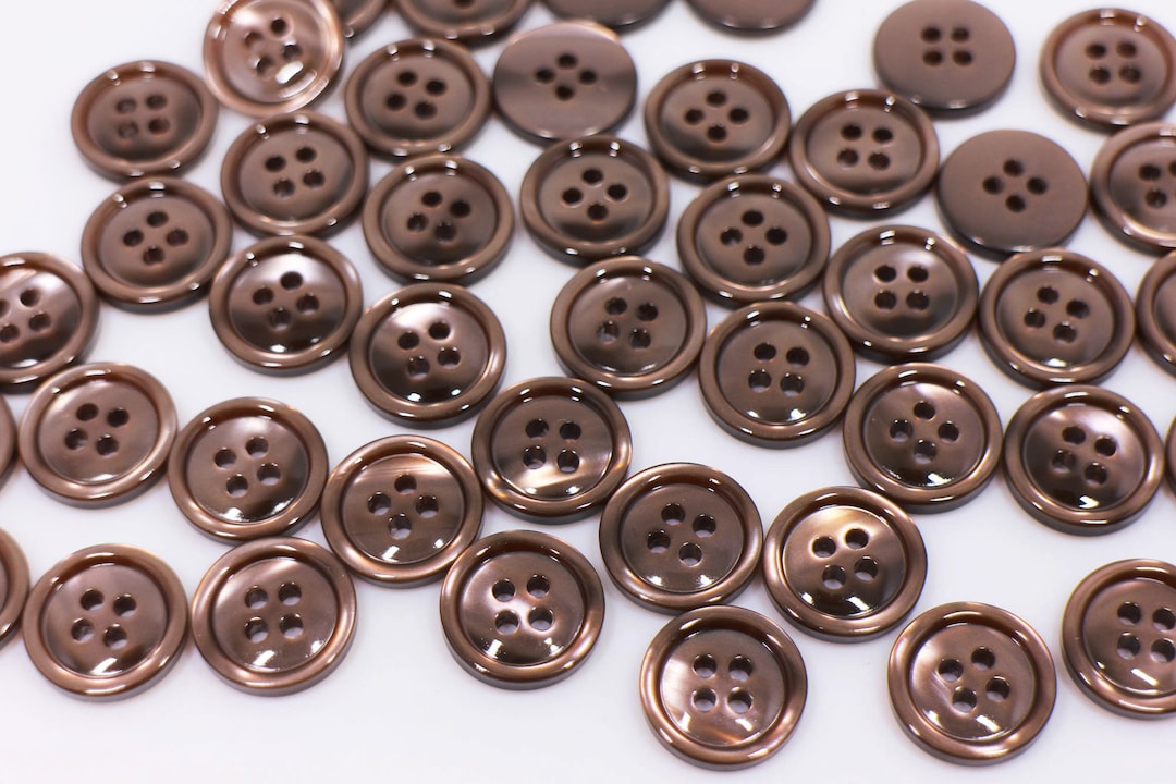 Brown Buttons, Shiny Finish, Medium Size, for Sewing Blazer Suit Jacket ...
