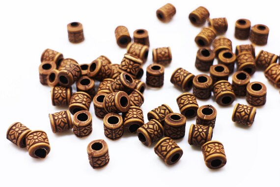 Ethnic Pattern Bead Floral Tribal Bohemian BOHO Brown Tube Shape Long 26mm 20pcs Ethnic Pattern Bead Floral Tribal Bohemian BOHO Brown Tube Shape Long 26mm 20pcs