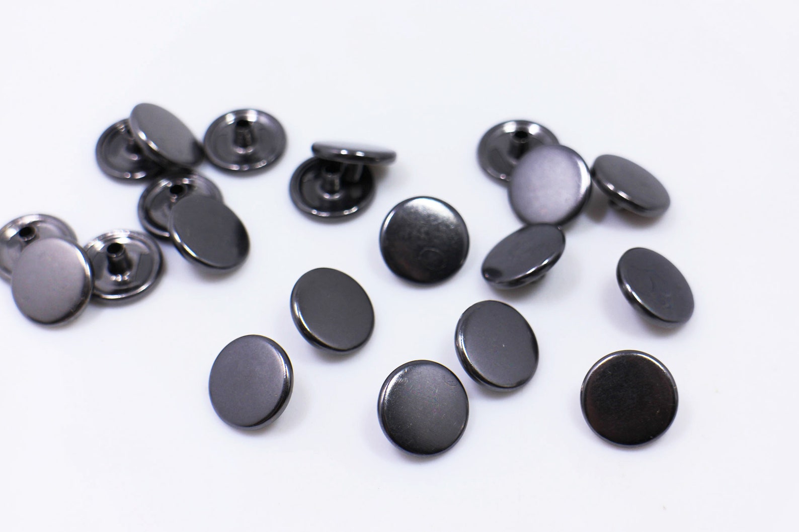 Gun Black Snap Buttons Press Stud Snaps Popper Round Shaped Etsy