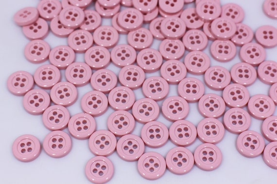 Pink Buttons, Light Pink, Glossy Finish, Four Holes, for Sewing